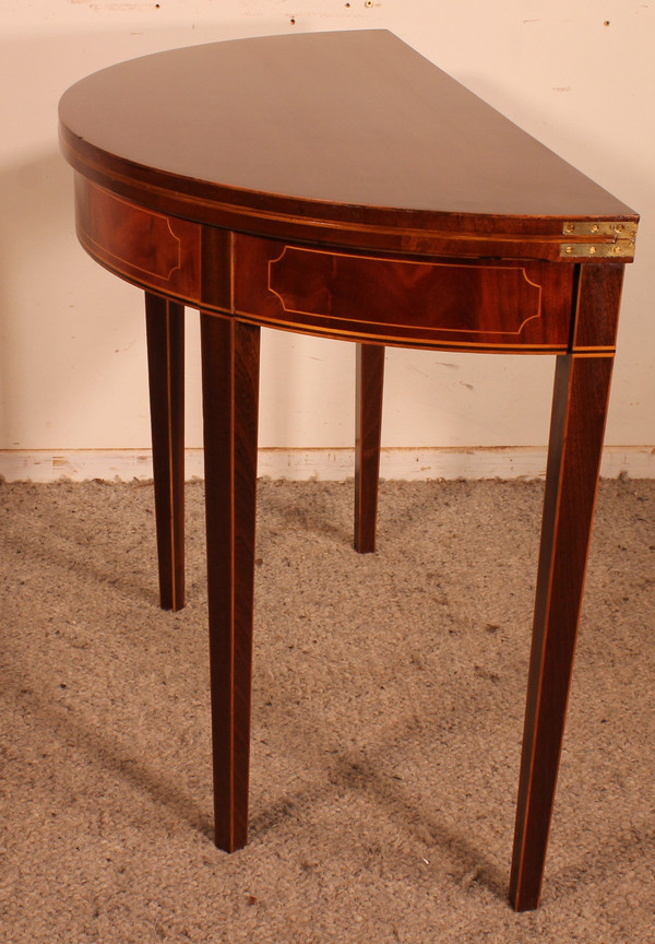 Console Or Games Table In Mahogany And Inlays