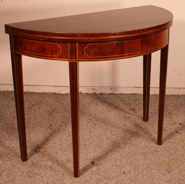 Console Or Games Table In Mahogany And Inlays