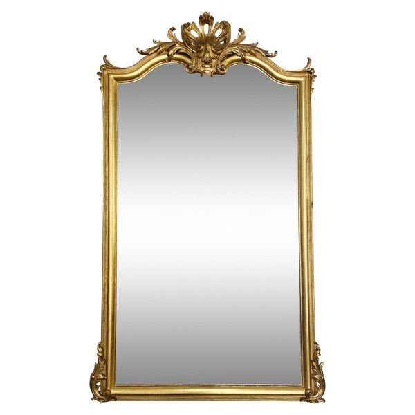 Large gilded mirror from the 19th century in LOUIS XV style