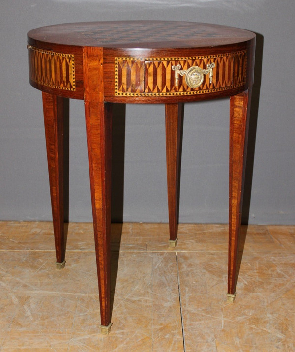 Louis XVI Style Hot Water Bottle Table In Marquetry Around 1900