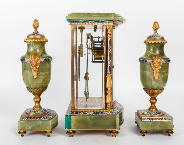 Garnish In Cloisonne And Gilt Bronze, Green Onyx Late 19th Century