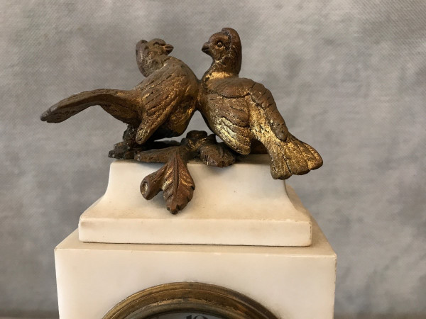 Clock, marble alarm clock and bonze from the late 19th century