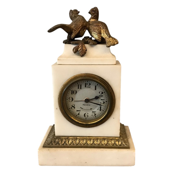 Clock, marble alarm clock and bonze from the late 19th century