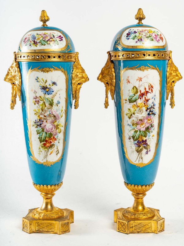 Paire De Vases En Porcelaine De Sèvres Fin XIXème Siècle