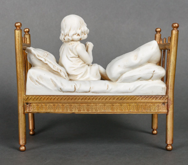 Biscuit Miniature On A Gilt Bronze Bed Late 19th Century