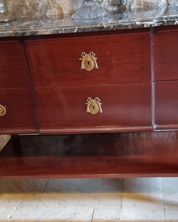 Louis XVI Style Serving Chest, In Mahogany, Stamped From Maison Mailfert