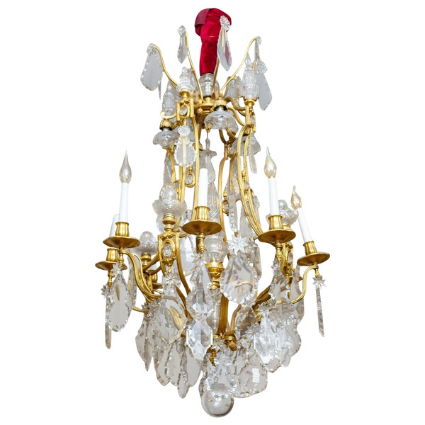 Un Lustre cage En Bronze Doré Et Cristal De Baccarat Fin XIXème Siècle