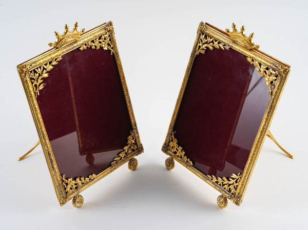 Pair Of Photo Frames In Gilt Bronze Late 19th Century