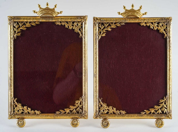 Pair Of Photo Frames In Gilt Bronze Late 19th Century