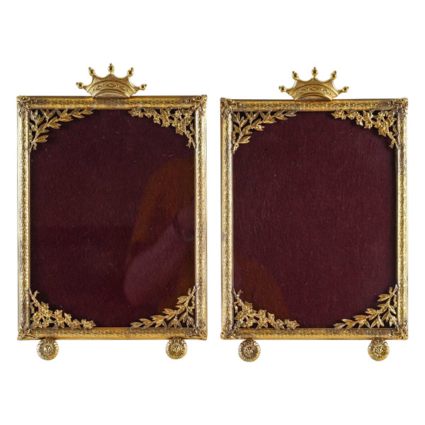 Pair Of Photo Frames In Gilt Bronze Late 19th Century