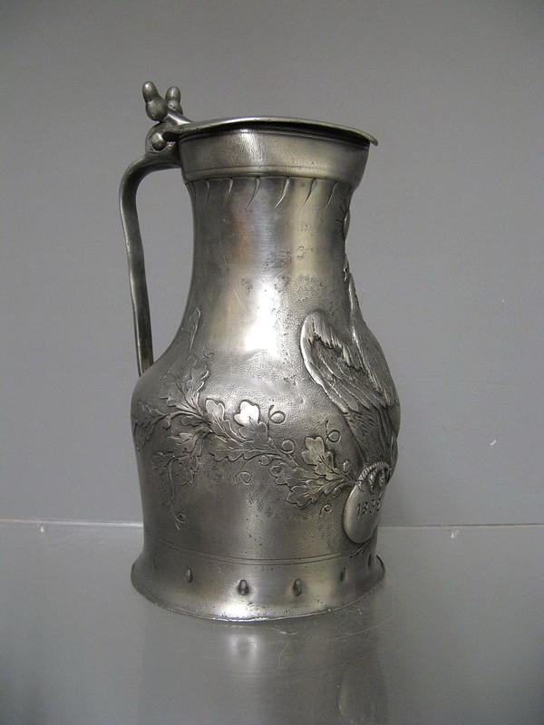 Louis Phillipe Pewter Pitcher 1832. French Rooster.