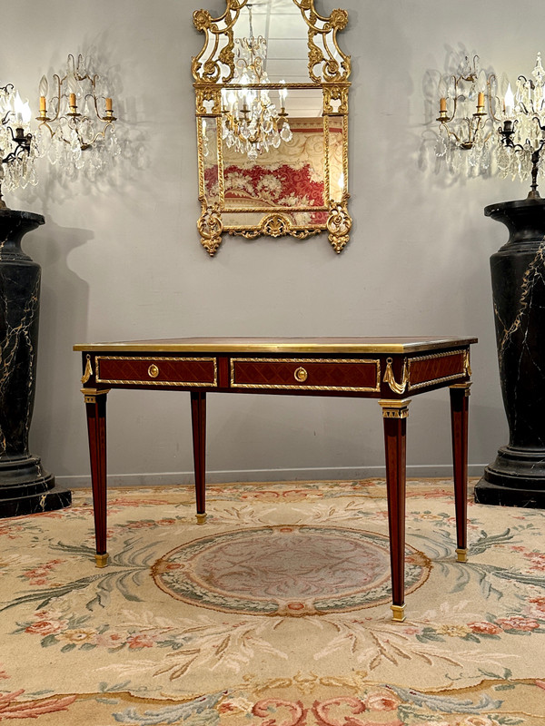  Philippe Claude Montigny, Louis XVI Style Marquetry Flat Desk