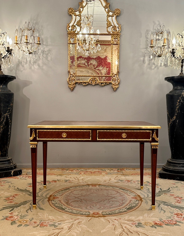  Philippe Claude Montigny, Louis XVI Style Marquetry Flat Desk