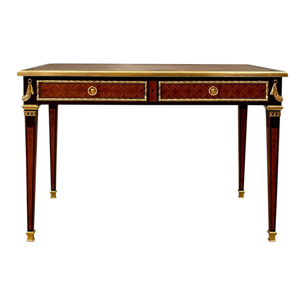  Philippe Claude Montigny, Louis XVI Style Marquetry Flat Desk