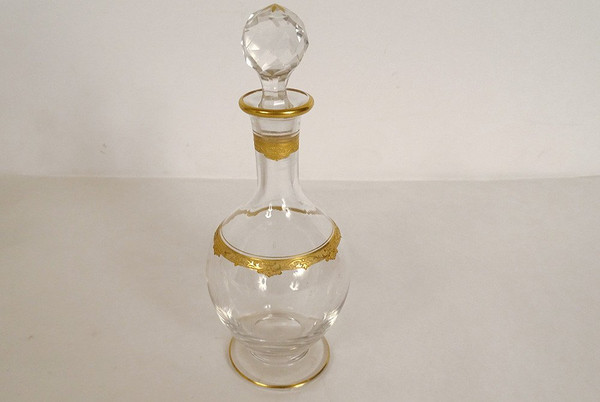 Service de Nuit 4PC Cristal Saint-Louis Modèle Roty Dorure Carafe Sucrier XXè