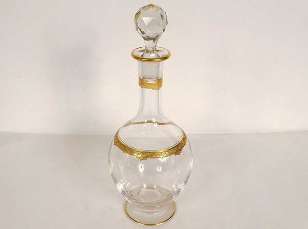 Service de Nuit 4PC Cristal Saint-Louis Modèle Roty Dorure Carafe Sucrier XXè