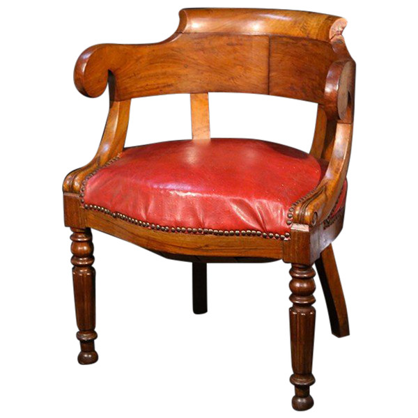 Restoration Office Armchair, Mahogany, 19th Century