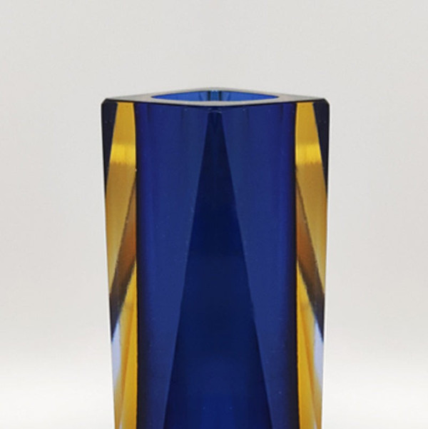 1960 Étonnant Vase Bleu Par Mandruzzato. Fabriqué en Italie