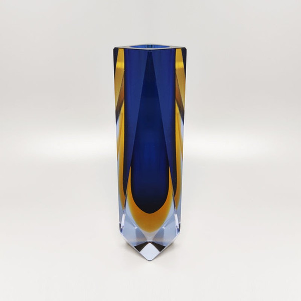 1960 Étonnant Vase Bleu Par Mandruzzato. Fabriqué en Italie