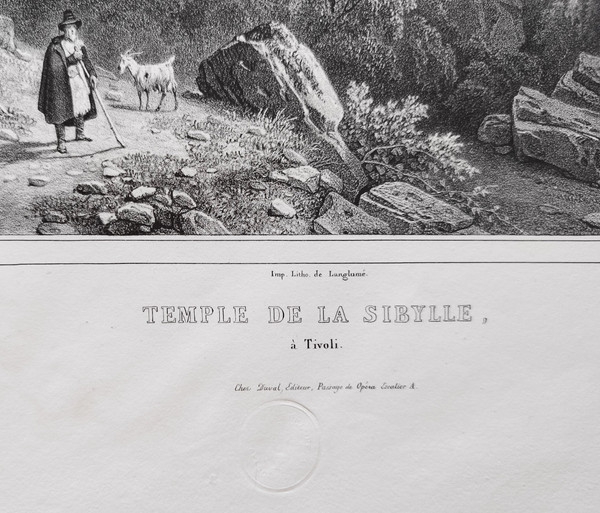 Temple Of The Sibyl At Tivoli Ancient Lithograph By Deroy After Coignet