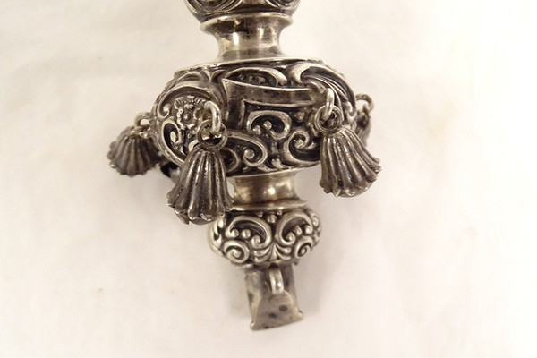 English Birmingham Silver Whistle Rattle Mother-of-Pearl Ring Late 19th-20th century