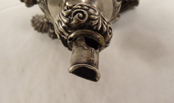 English Birmingham Silver Whistle Rattle Mother-of-Pearl Ring Late 19th-20th century