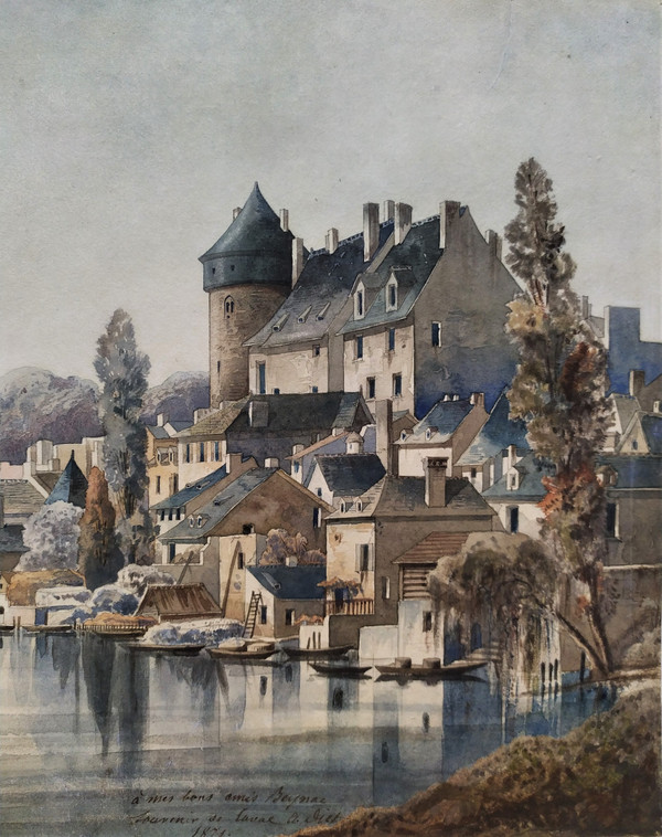 Laval, The Castle And Mayenne Watercolor