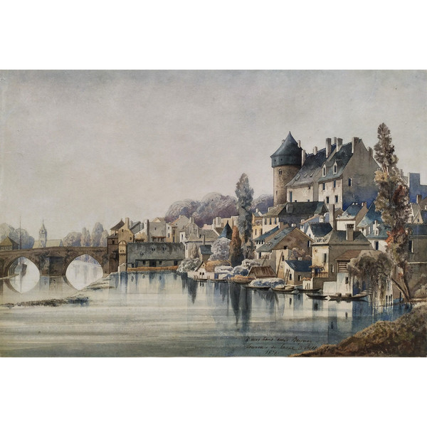 Laval, The Castle And Mayenne Watercolor