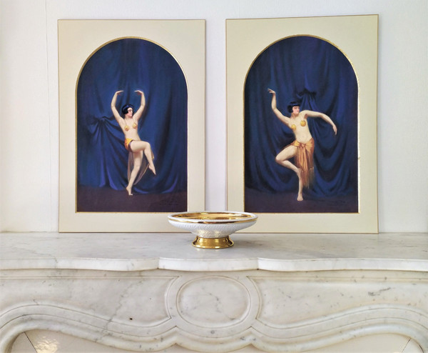  Danseuses de revue Pastel Par J.Mutin  Art Déco