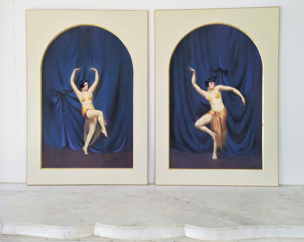  Danseuses de revue Pastel Par J.Mutin  Art Déco