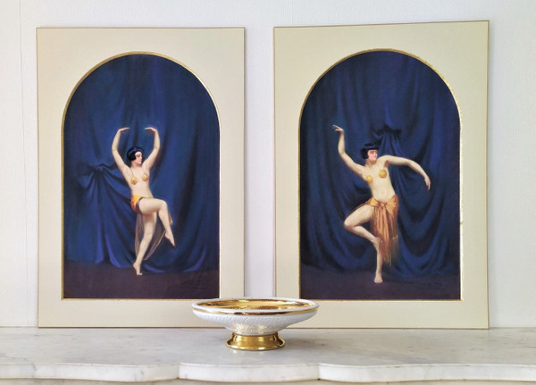  Danseuses de revue Pastel Par J.Mutin  Art Déco