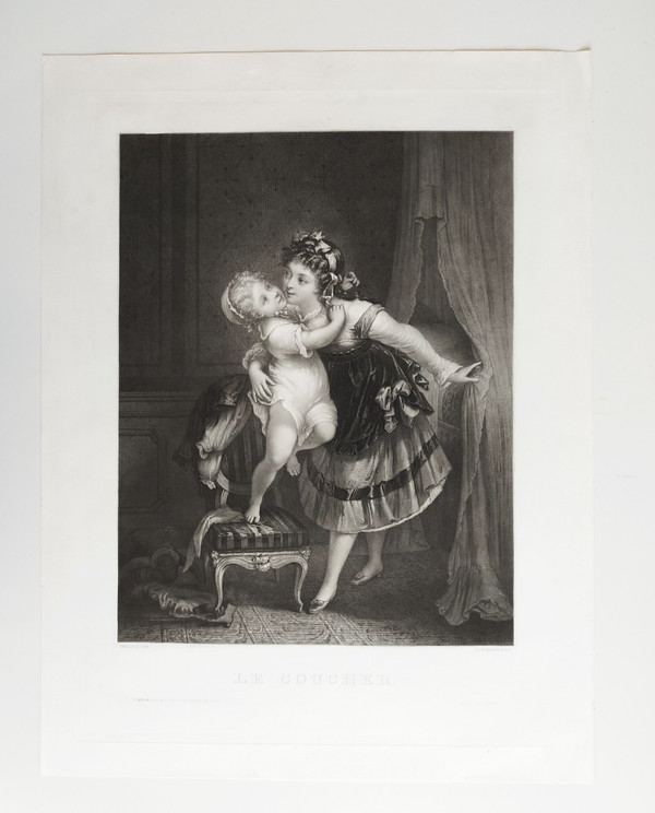 Engraving Children's Bedtime Engraved By Jean Claude Manigaud