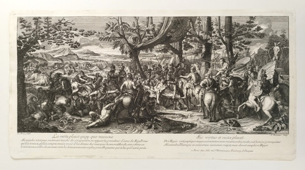 Battle of Alexander King Porus 18th century engraving after Charles Le Brun