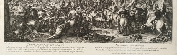 Battle of Alexander King Porus 18th century engraving after Charles Le Brun