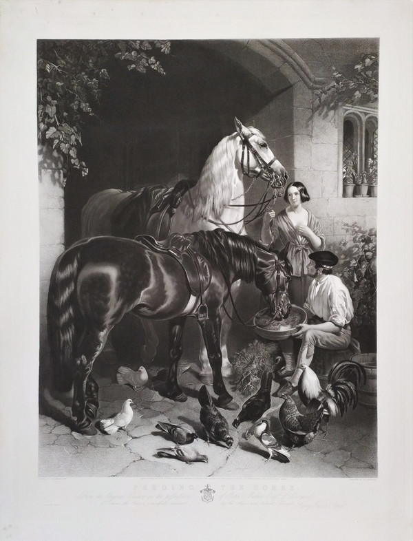 Chevaux  Grande Gravure  gravé par Thomas  Atkinson d'après John Frederick Herring