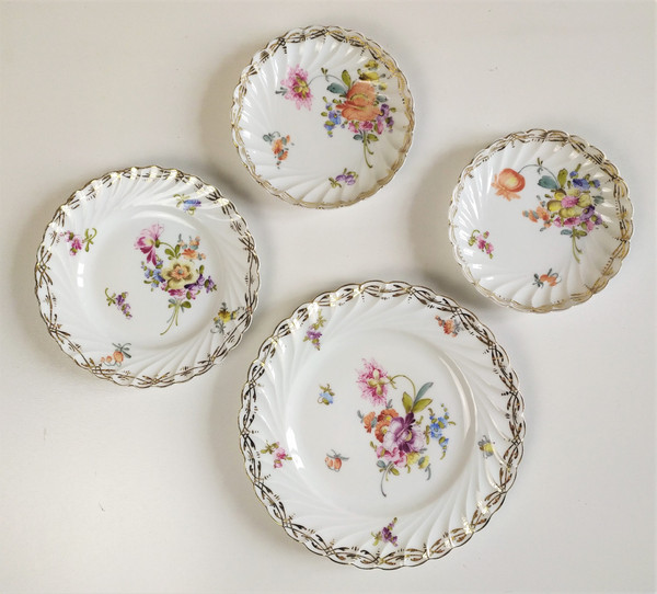 19th Century Hand Painted Saxony Porcelain Plates