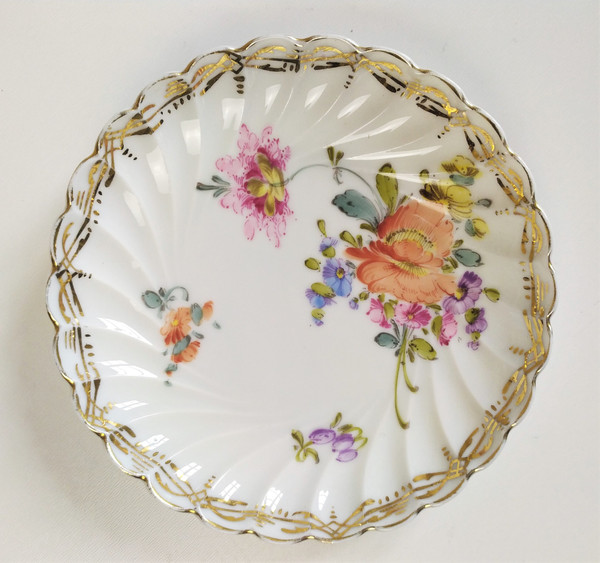 19th Century Hand Painted Saxony Porcelain Plates