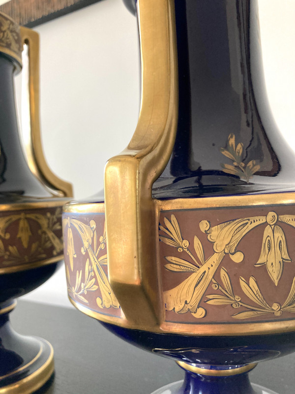 Pair of Porcelain Vases, Pinon Heuzé in Tours, Circa 1930