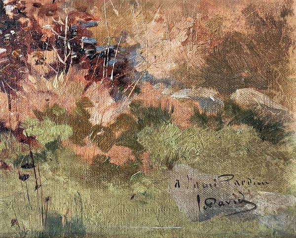 Tableau Huile Sur Toile Paysage d'Automne Par David 19ème