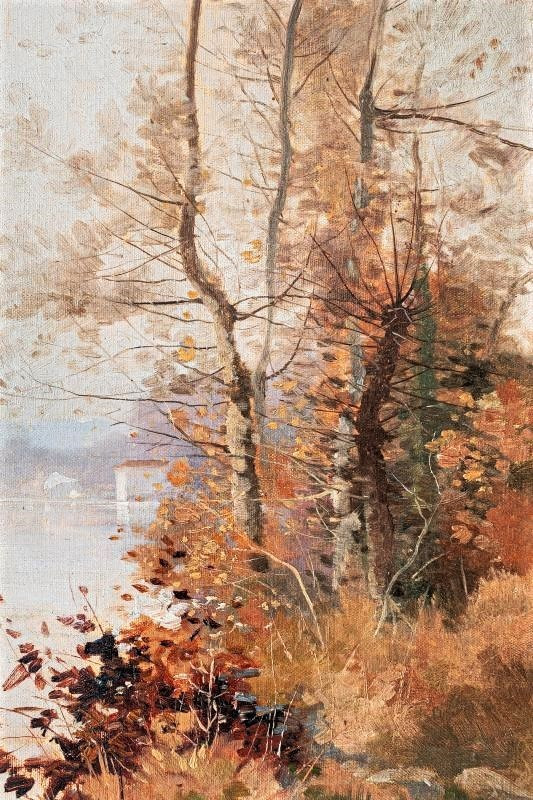 Tableau Huile Sur Toile Paysage d'Automne Par David 19ème