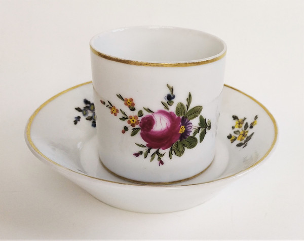 Paris Porcelain Cup And Saucer Hand Painted Decor 19th c