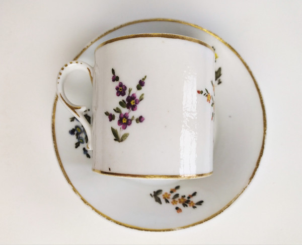 Paris Porcelain Cup And Saucer Hand Painted Decor 19th c