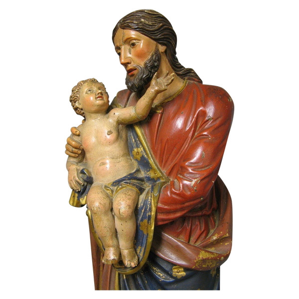 Sculpture Saint Joseph Avec l'Enfant Jésus.