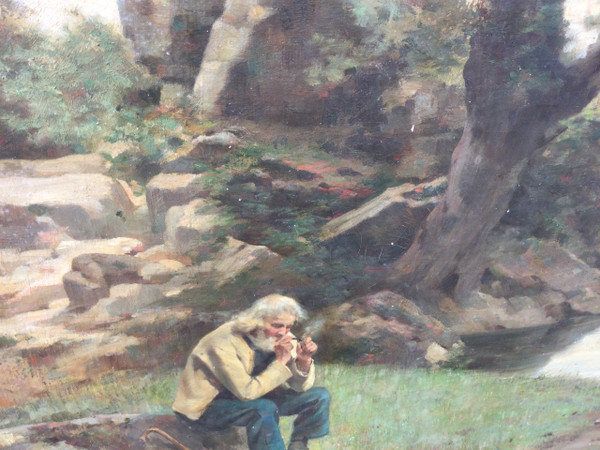 The smoker of the creek signed Paul ABRAM (1854-1925)