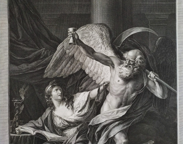 Allegorical Etching 18th C Engraving By Avril Old Print