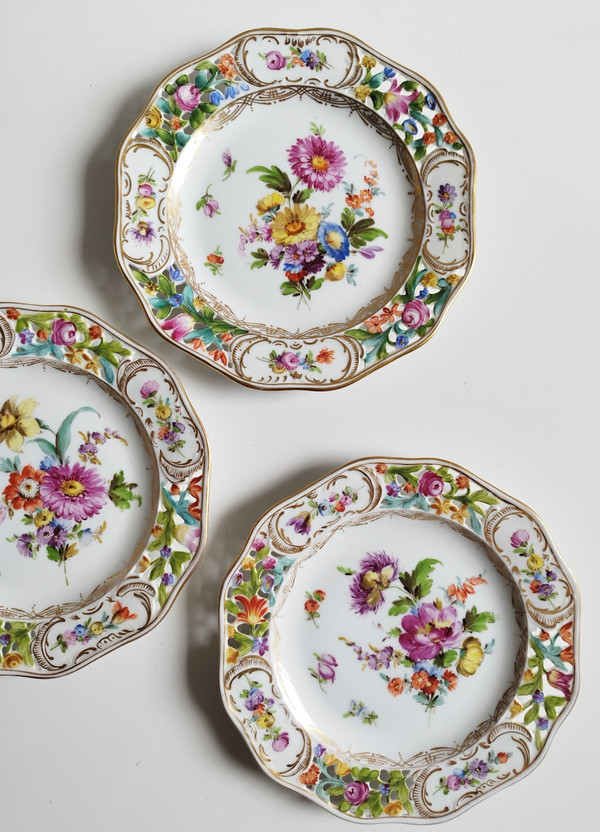 Potschappel Dresden Hand Painted Porcelain Plates