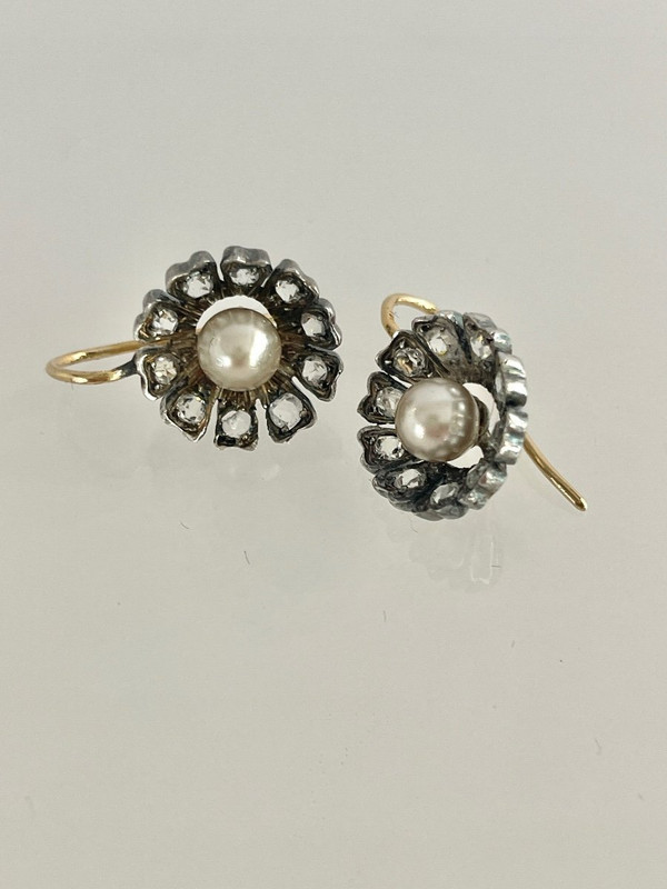 earrings Eglantines gold pearls and diamonds