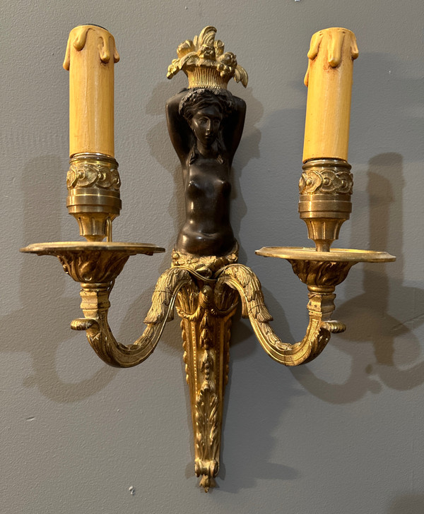 Pair of Bronze Sconces from the Early 19th Century Circa 1810 - 1820