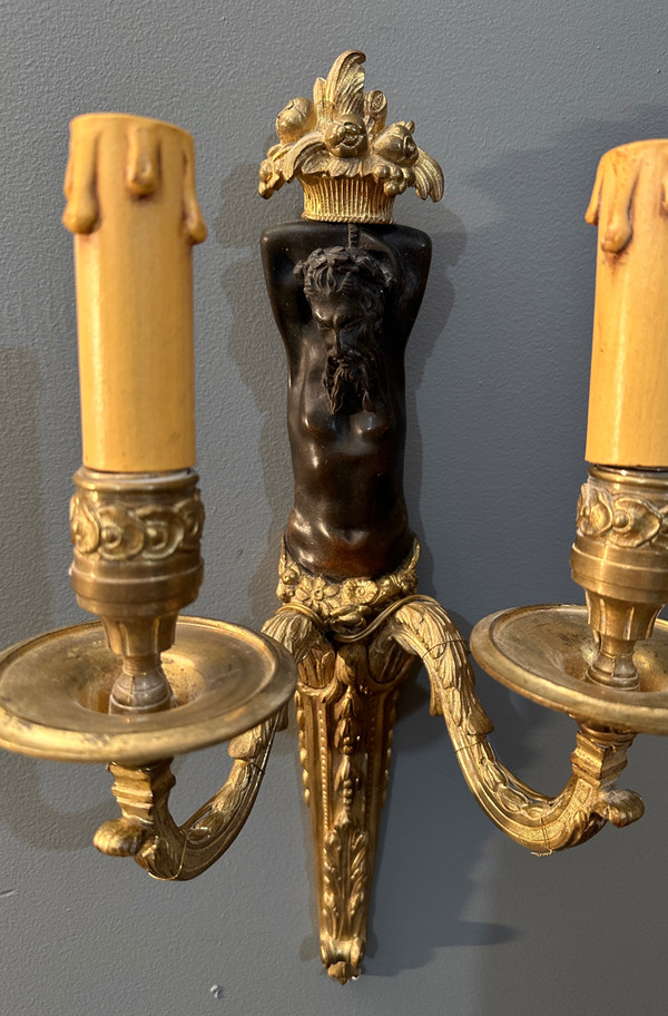 Pair of Bronze Sconces from the Early 19th Century Circa 1810 - 1820