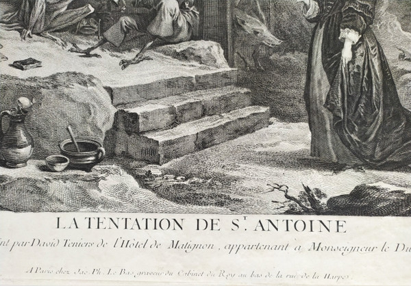 Gravur „Die Versuchung von Saint-Antoine“, gestochen von Jacques Philippe Le Bas